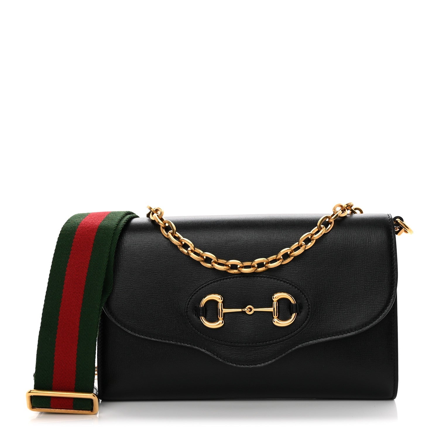 Azalea Calfskin Web Small Horsebit 1955 Crossbody Bag Black