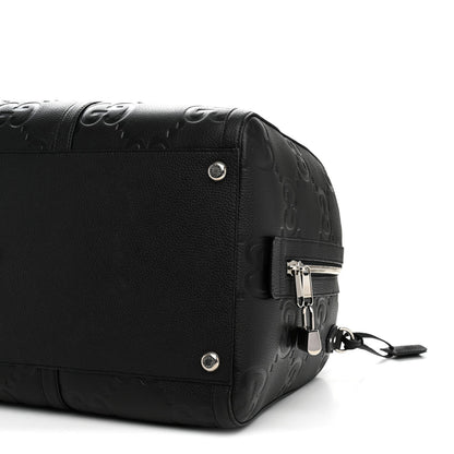 Piuma Calfskin Jumbo GG Embossed Large Duffle Bag Black