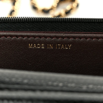Caviar Quilted Wallet on Chain WOC Black