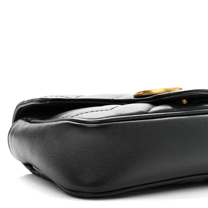 Calfskin Matelasse Super Mini GG Marmont Shoulder Bag Black