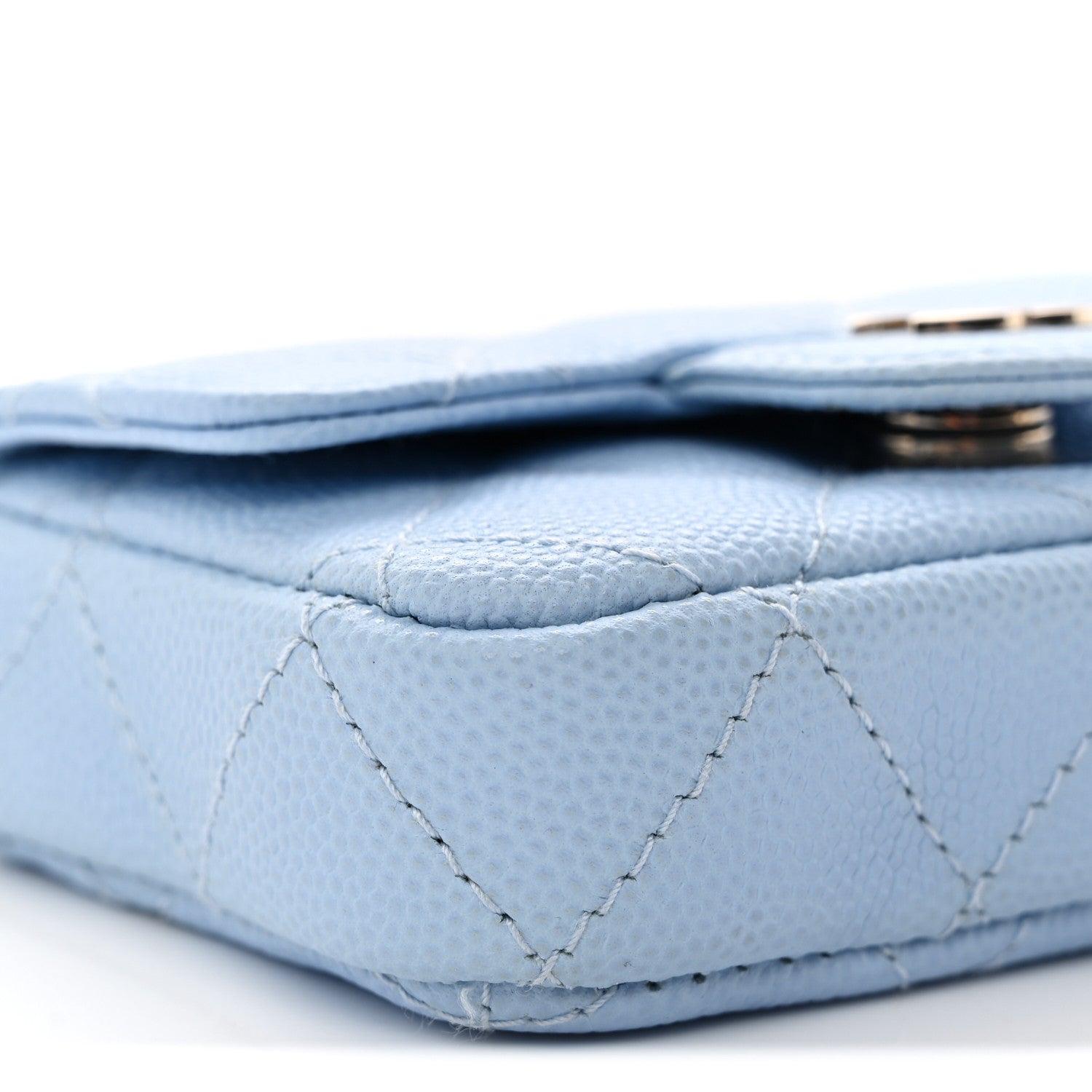 Caviar Quilted Mini Chain Belt Bag Light Blue