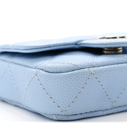 Caviar Quilted Mini Chain Belt Bag Light Blue