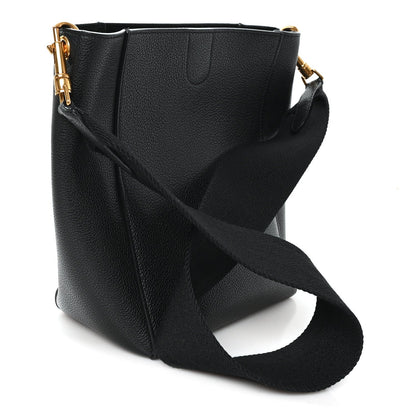 Soft Grained Calfskin Small Sangle Bucket Bag Black