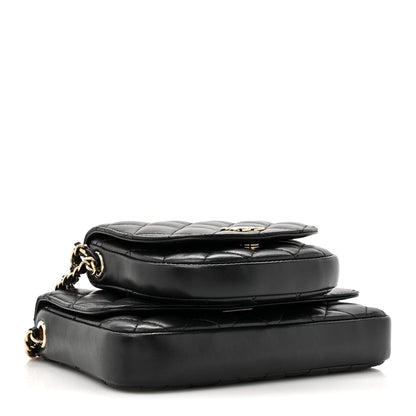 Lambskin Quilted Side Packs Black