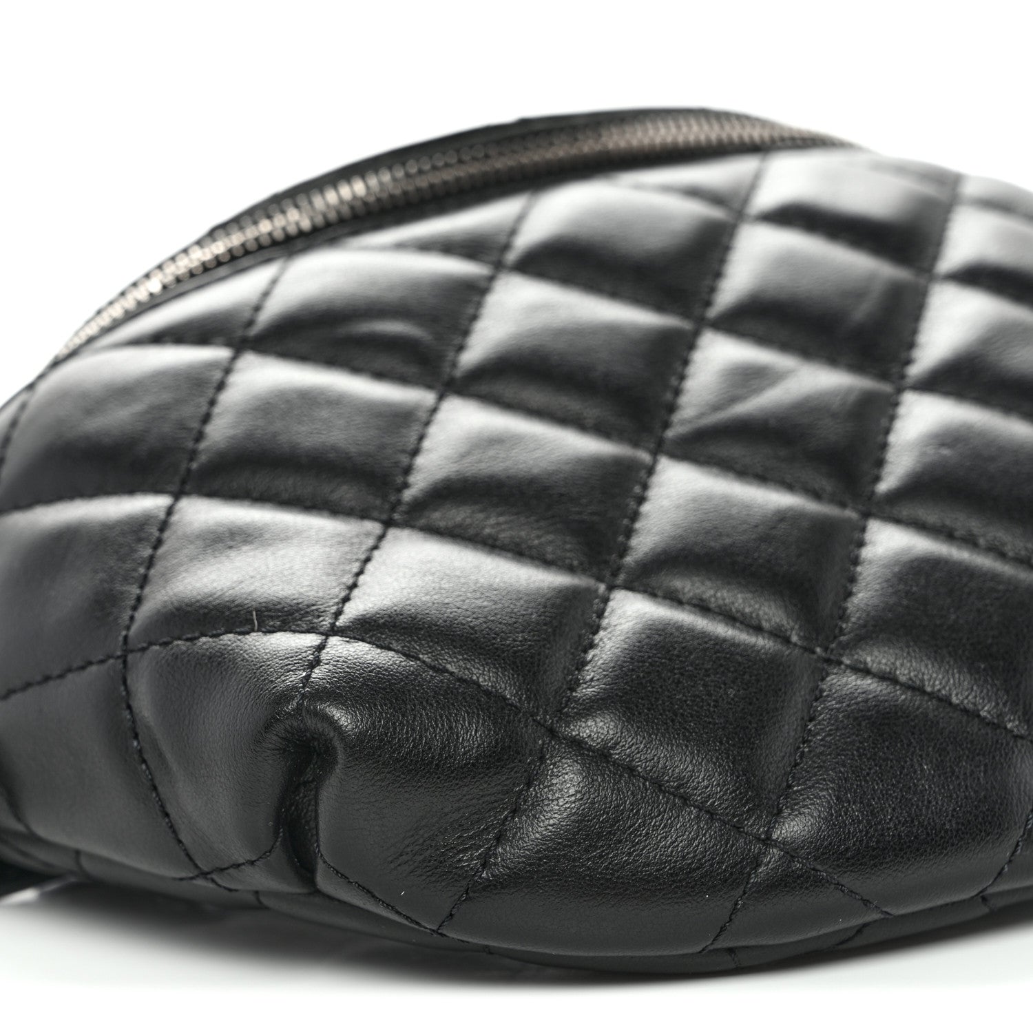 Calfskin Quilted Uniform Waist Belt Bag Black