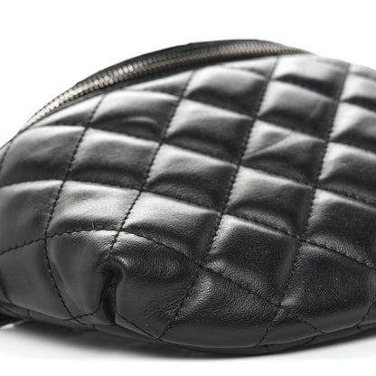 Calfskin Quilted Uniform Waist Belt Bag Black