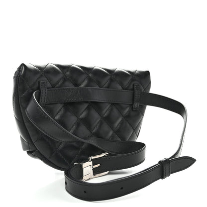 Calfskin Quilted Uniform Waist Belt Bag Black
