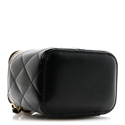 Calfskin Quilted Mini Perfect Fit Vanity Case With Chain Black