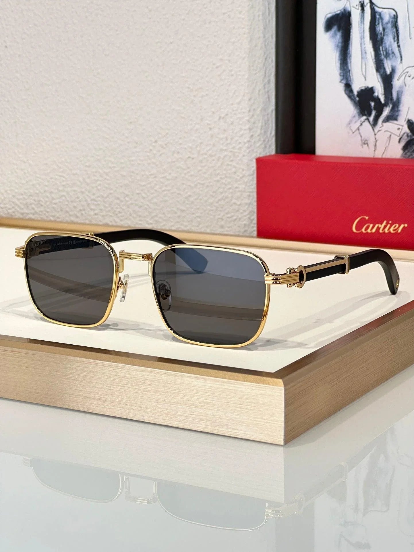 Cartier CT 0363S-NV Horn (Gold/Black) / Wood (Gold/Red)  $3495 ✨