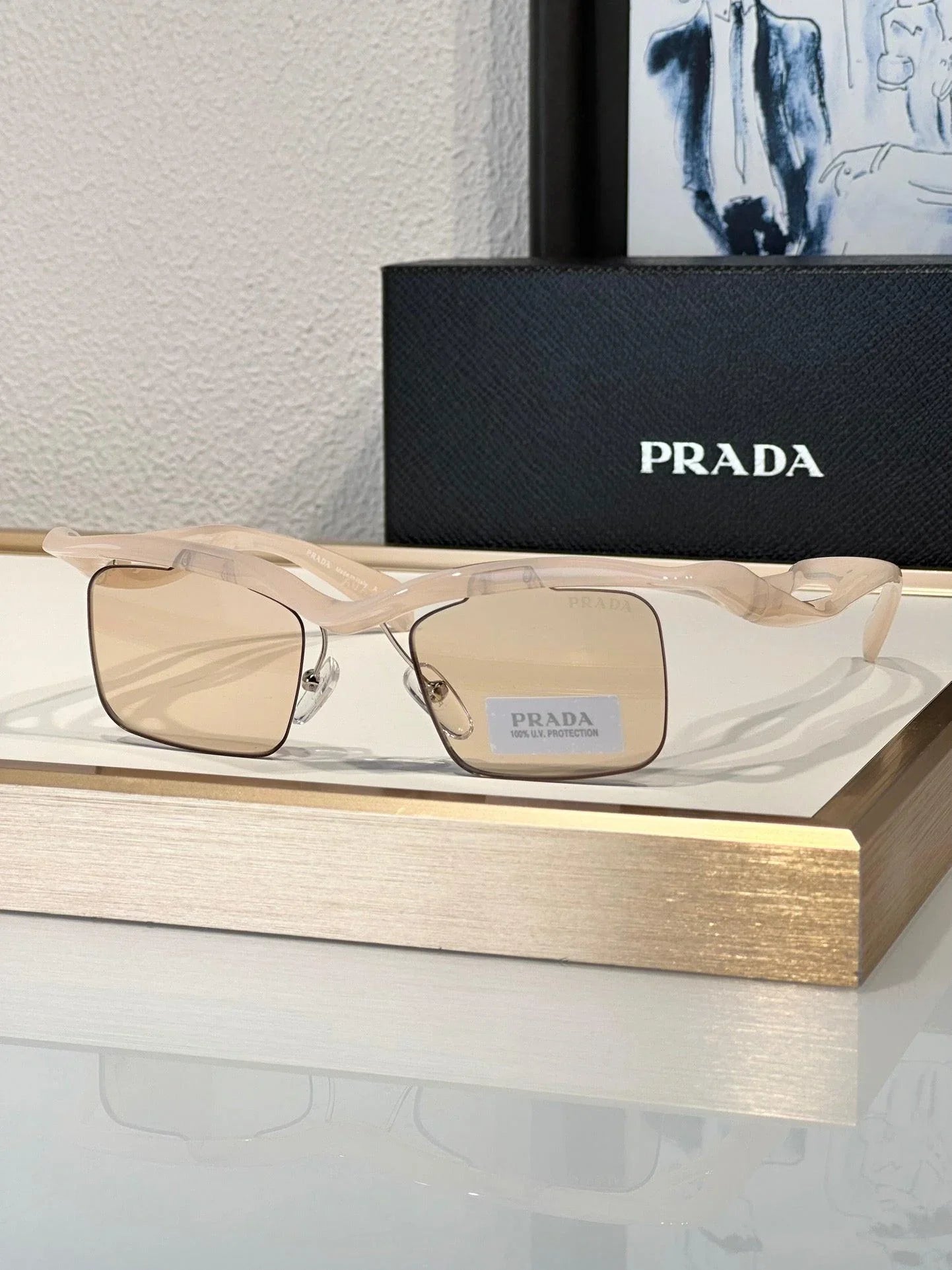 PRADA PR A15S - BLACK-PEACH-GREEN | SUNGLASSES Unisex  🟥