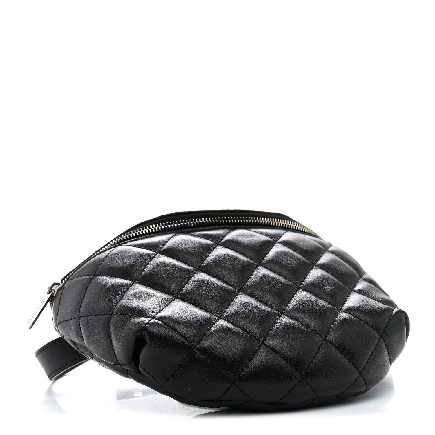Calfskin Quilted Uniform Waist Belt Bag Black