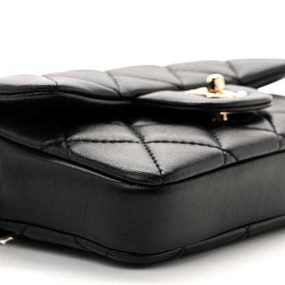 Lambskin Quilted Mini My Precious Waist Bag Black