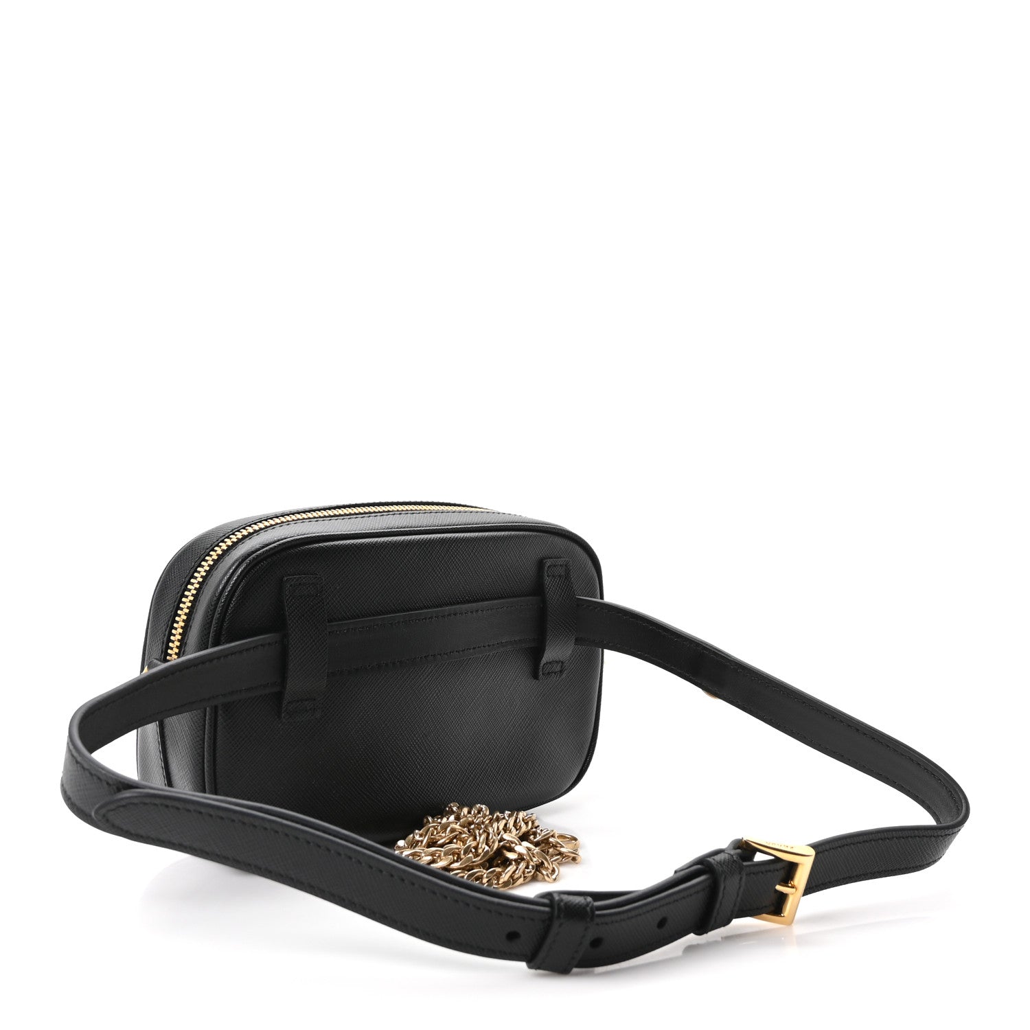 Saffiano Lux Metal Belt Bag Black