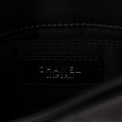Calfskin Quilted CC Uniform Flap Belt Bag Black