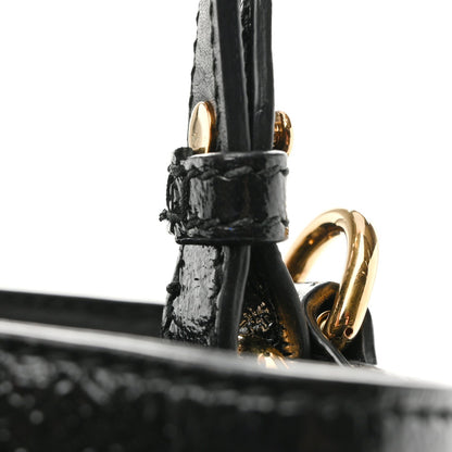 Suede Patent Web Small Ophidia Bucket Bag Black