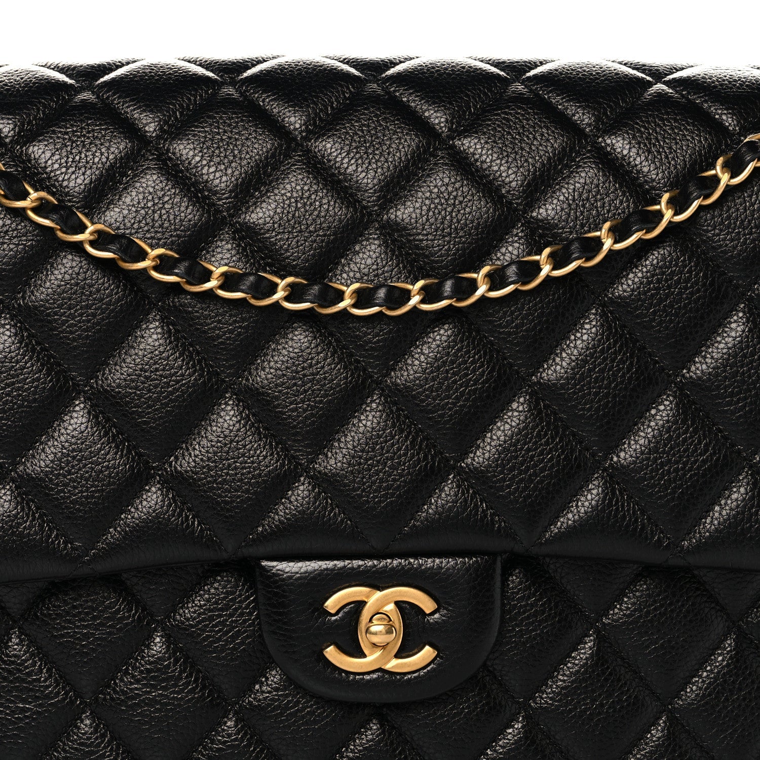 Caviar Quilted XXL Travel Flap Bag Black