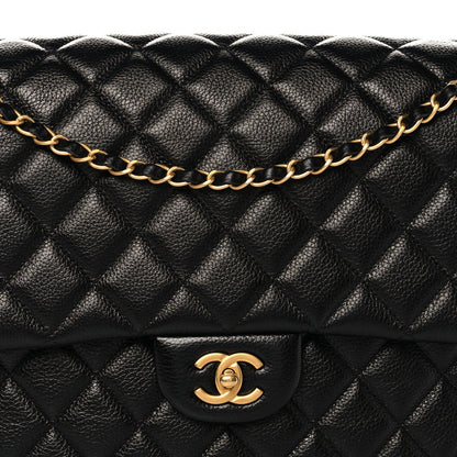 Caviar Quilted XXL Travel Flap Bag Black