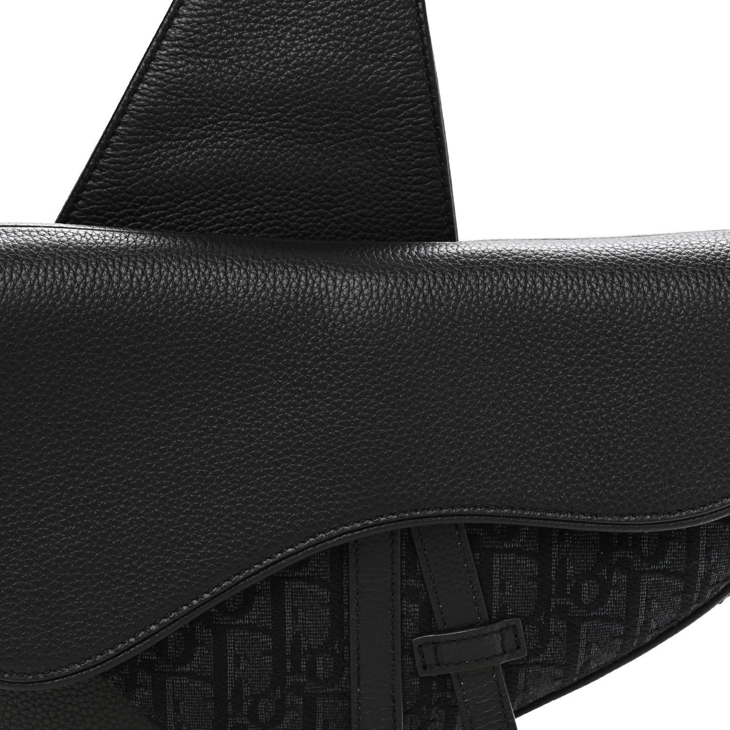 Grained Calfskin Oblique Mens Saddle Bag Black Blue