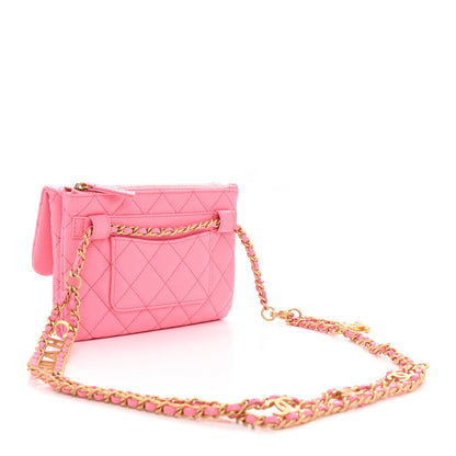 Shiny Caviar Pick Me Up Flap Belt Bag Pink