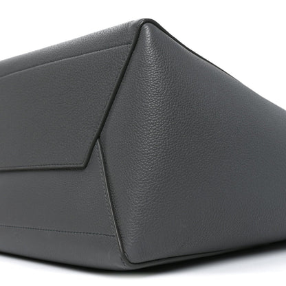 Soft Grained Calfskin Sangle Bucket Bag Grey