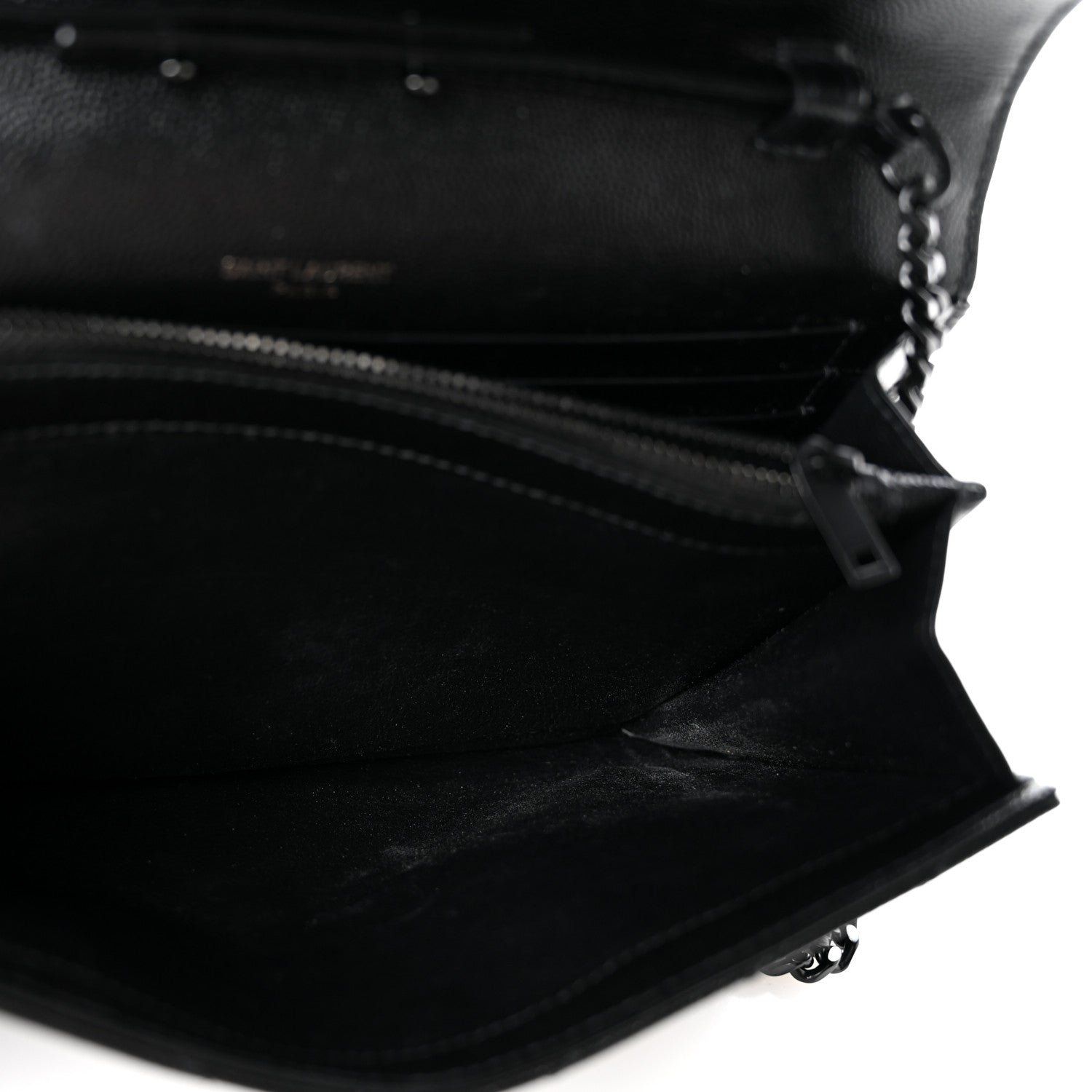 Grain De Poudre Matelasse Chevron Monogram Monochrome Chain Wallet Black