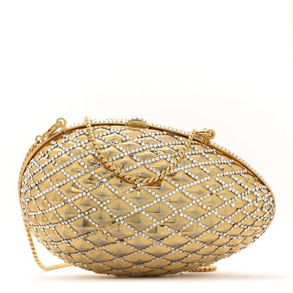 Crystal Egg Minaudiere Clutch Gold