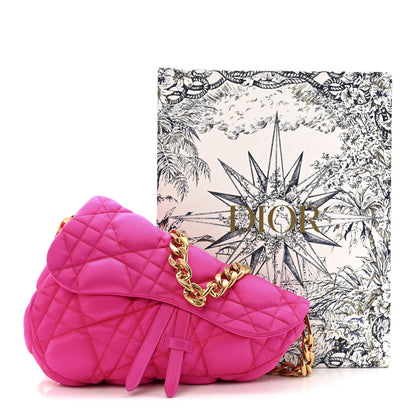 X ERL Satin Cannage Micro Venice Saddle Bag Fuchsia