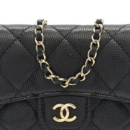 Caviar Quilted Mini Chain Belt Bag Black