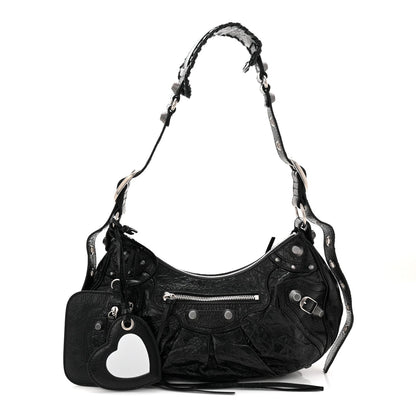 Agneau Arena Small Le Cagole Shoulder Bag Black