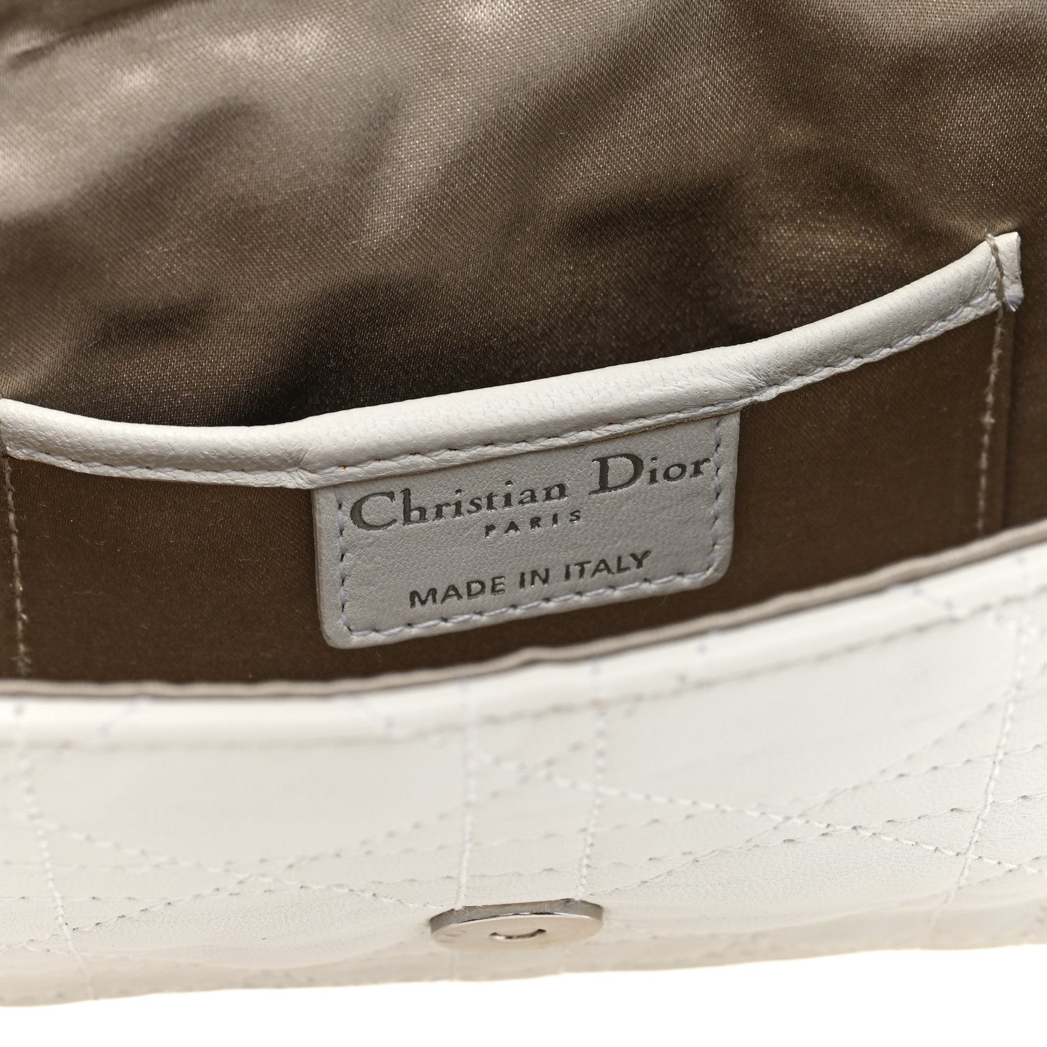 Lambskin Cannage Lady Dior Chain Clutch White