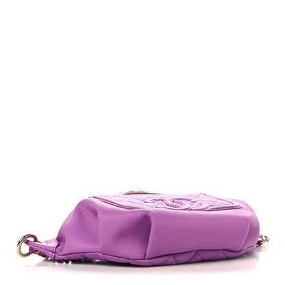 Caviar Quilted Filigree Waist Bag Purple