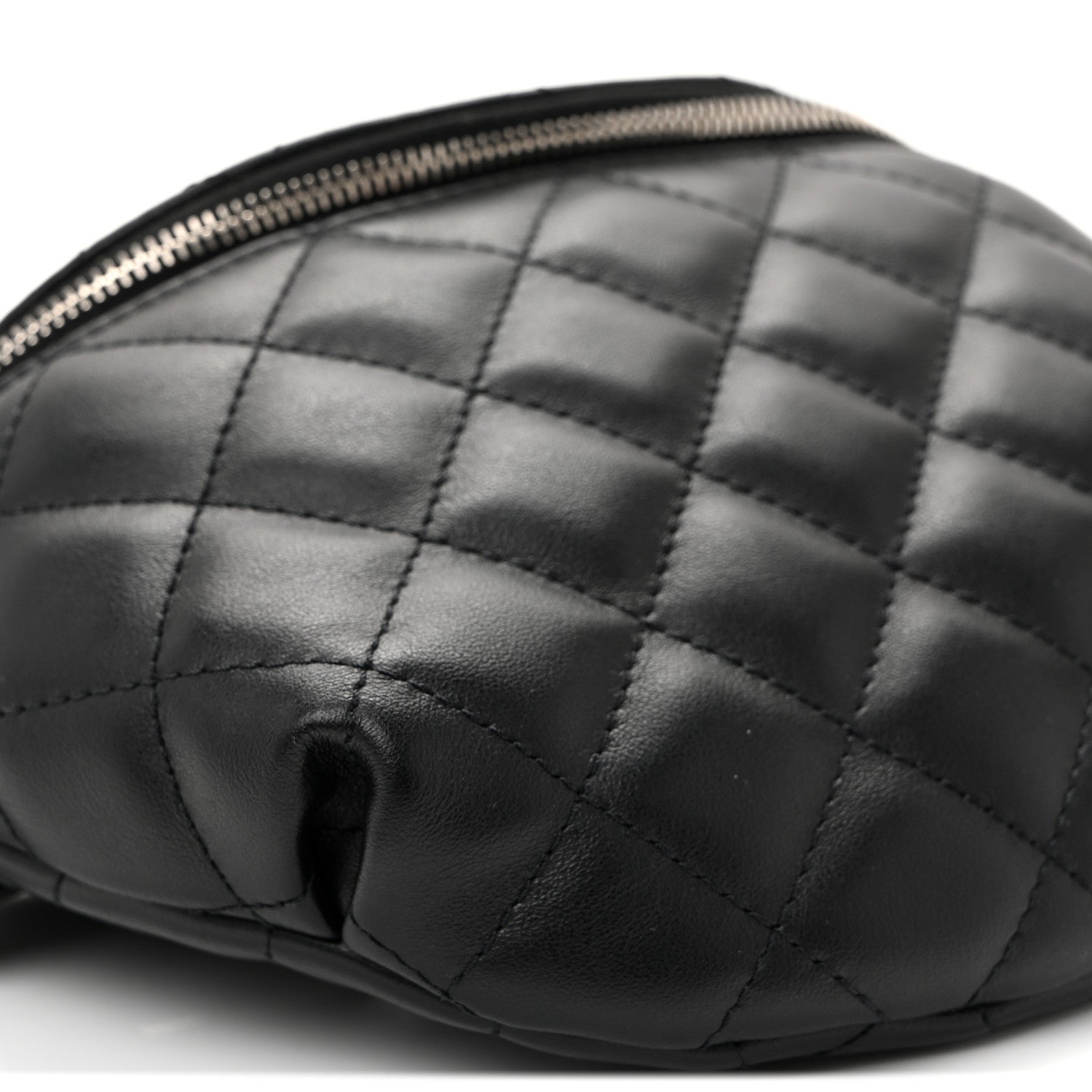 Calfskin Quilted Uniform Waist Belt Bag Black