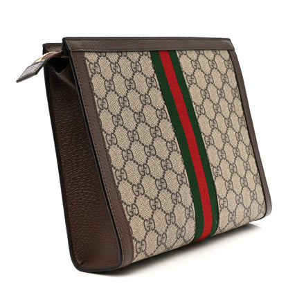 GG Supreme Monogram Web Ophidia Pouch Brown