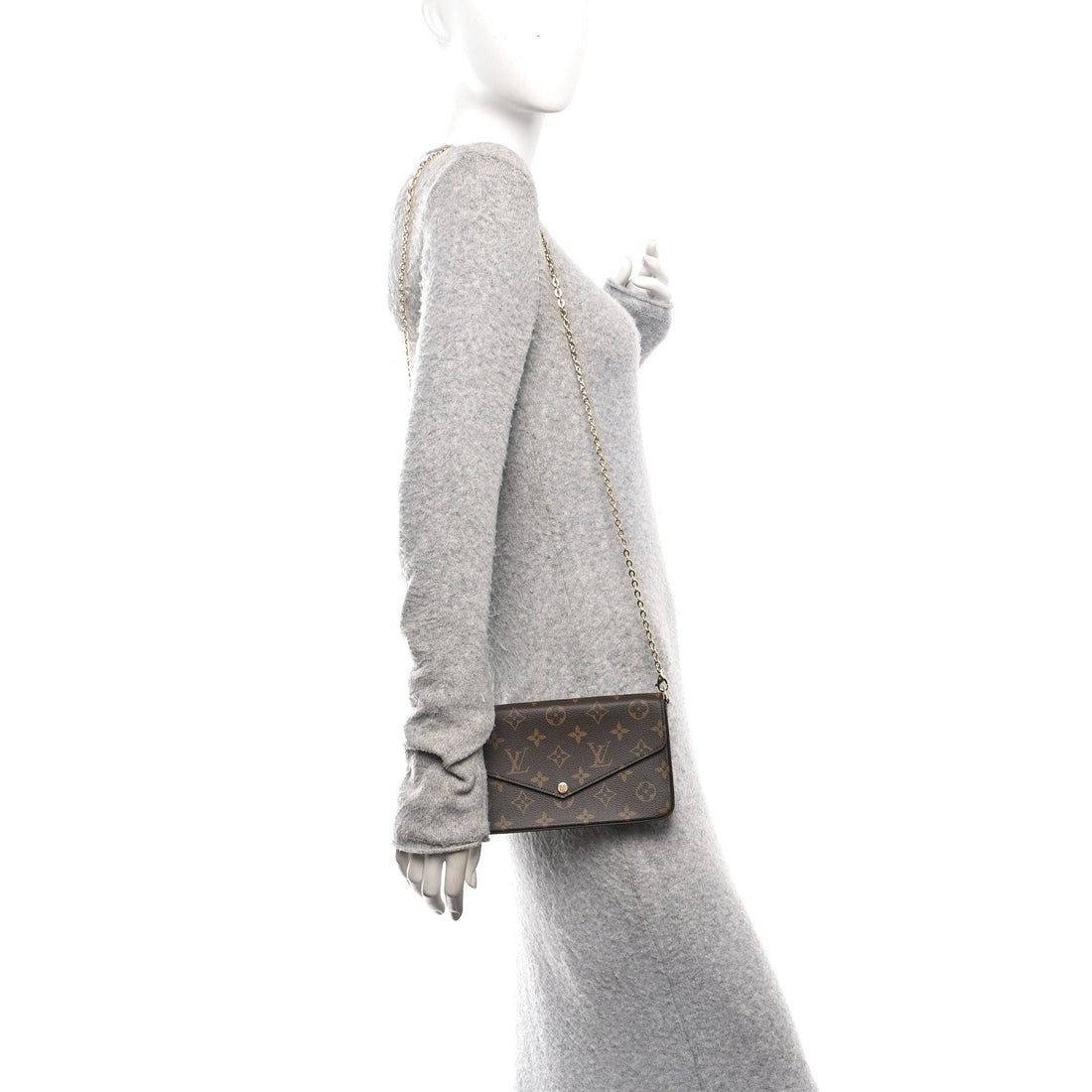 Monogram Pochette Felicie Chain Wallet Fuchsia