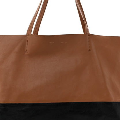 Lambskin Horizontal Bicolor Cabas Camel Black