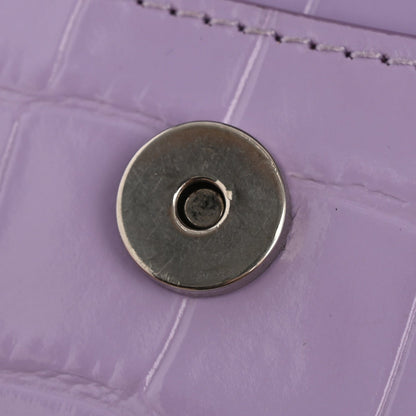 Shiny Calfskin Crocodile Embossed Hourglass Chain Bag Lilac