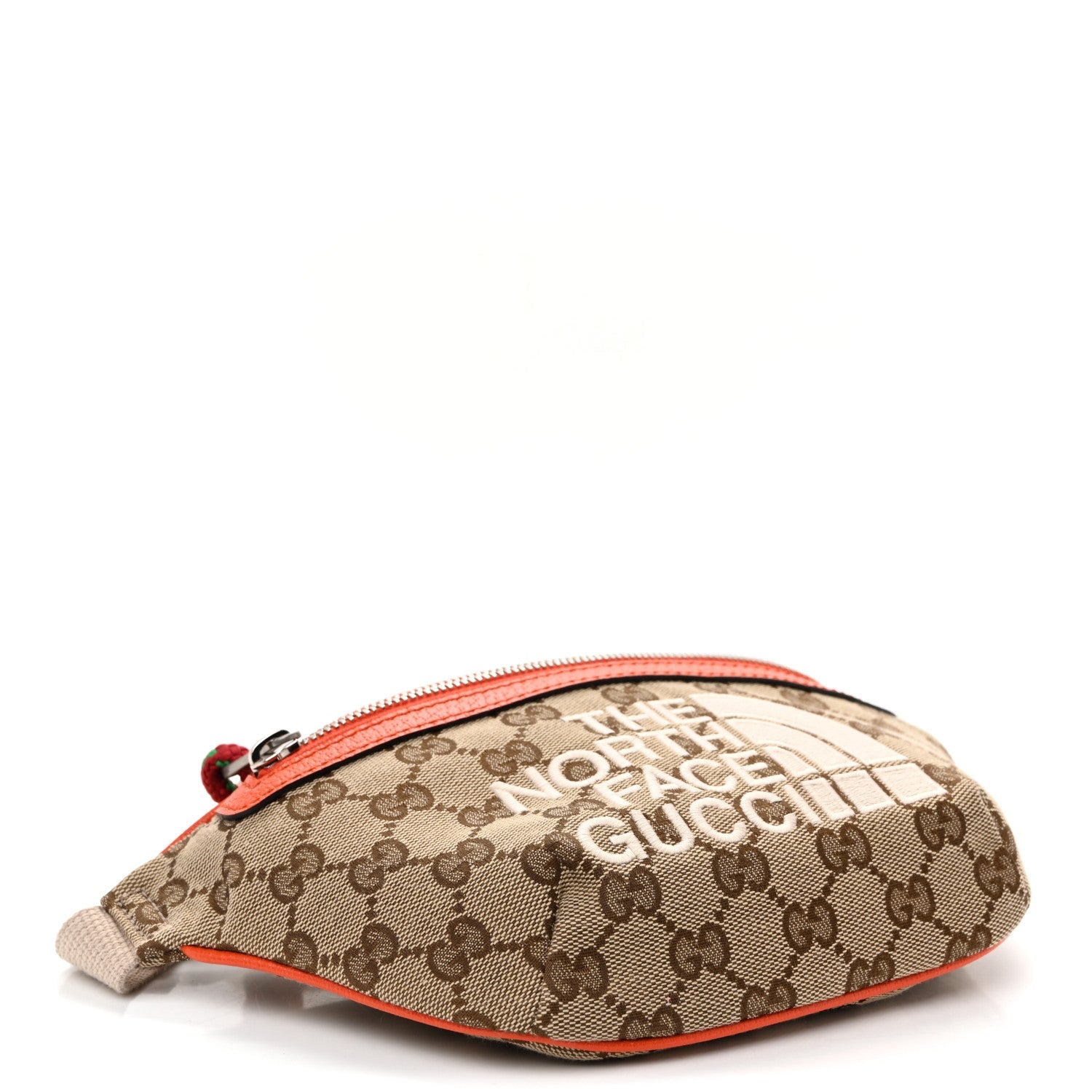 X THE NORTH FACE Monogram Textured Dollar Calfskin Embroidered Belt Bag Beige Ebony Mystic White Deep Orange