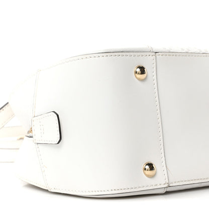 Calfskin Diamante Small Top Handle Bag White