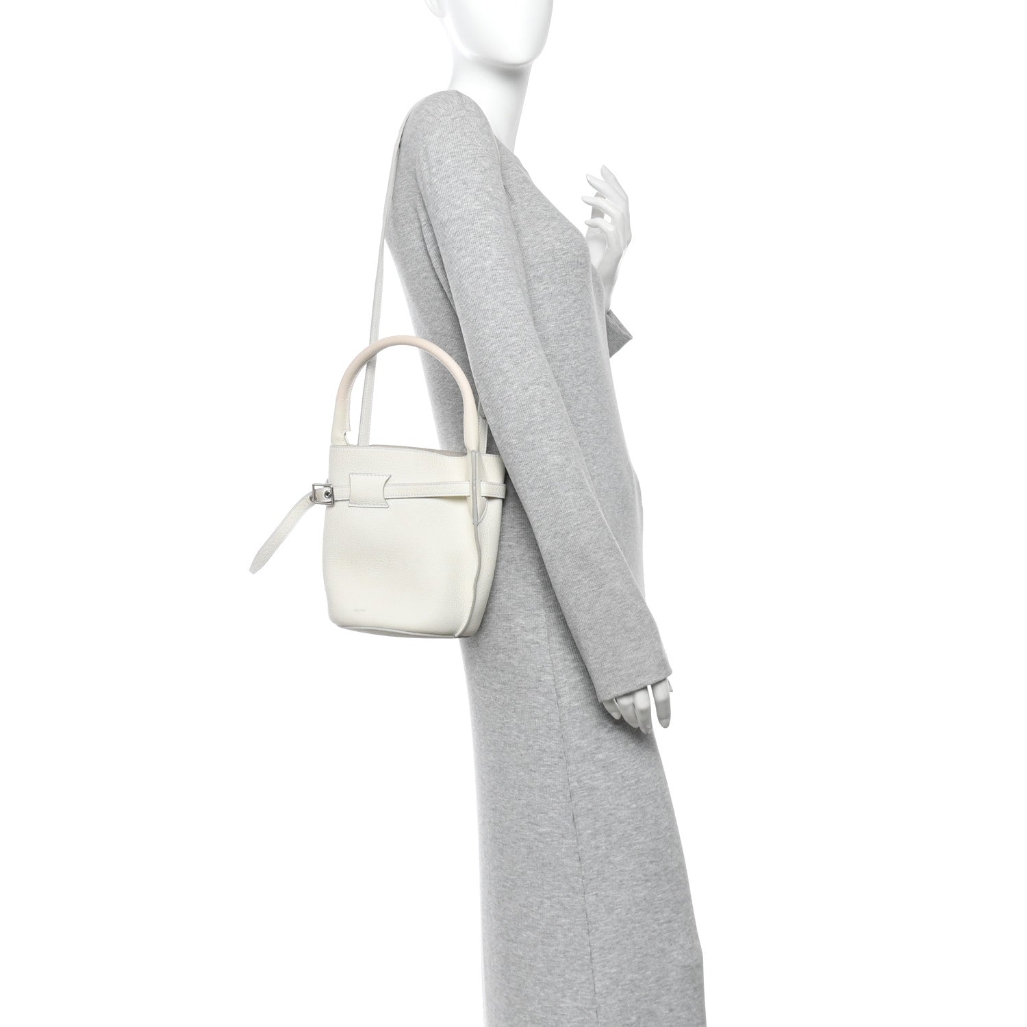 Supple Grained Calfskin Nano Big Bag Bucket White