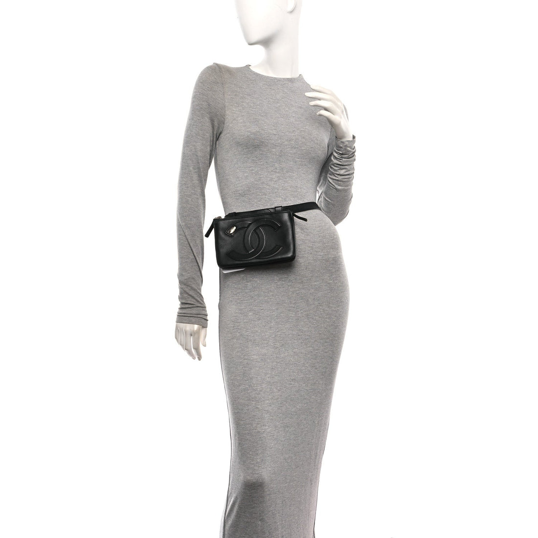 Lambskin CC Mania Waist Belt Bag Black