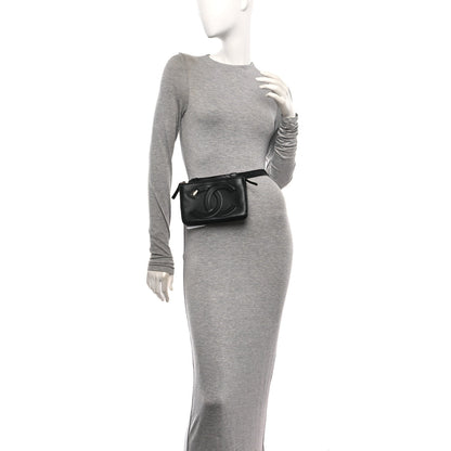 Lambskin CC Mania Waist Belt Bag Black