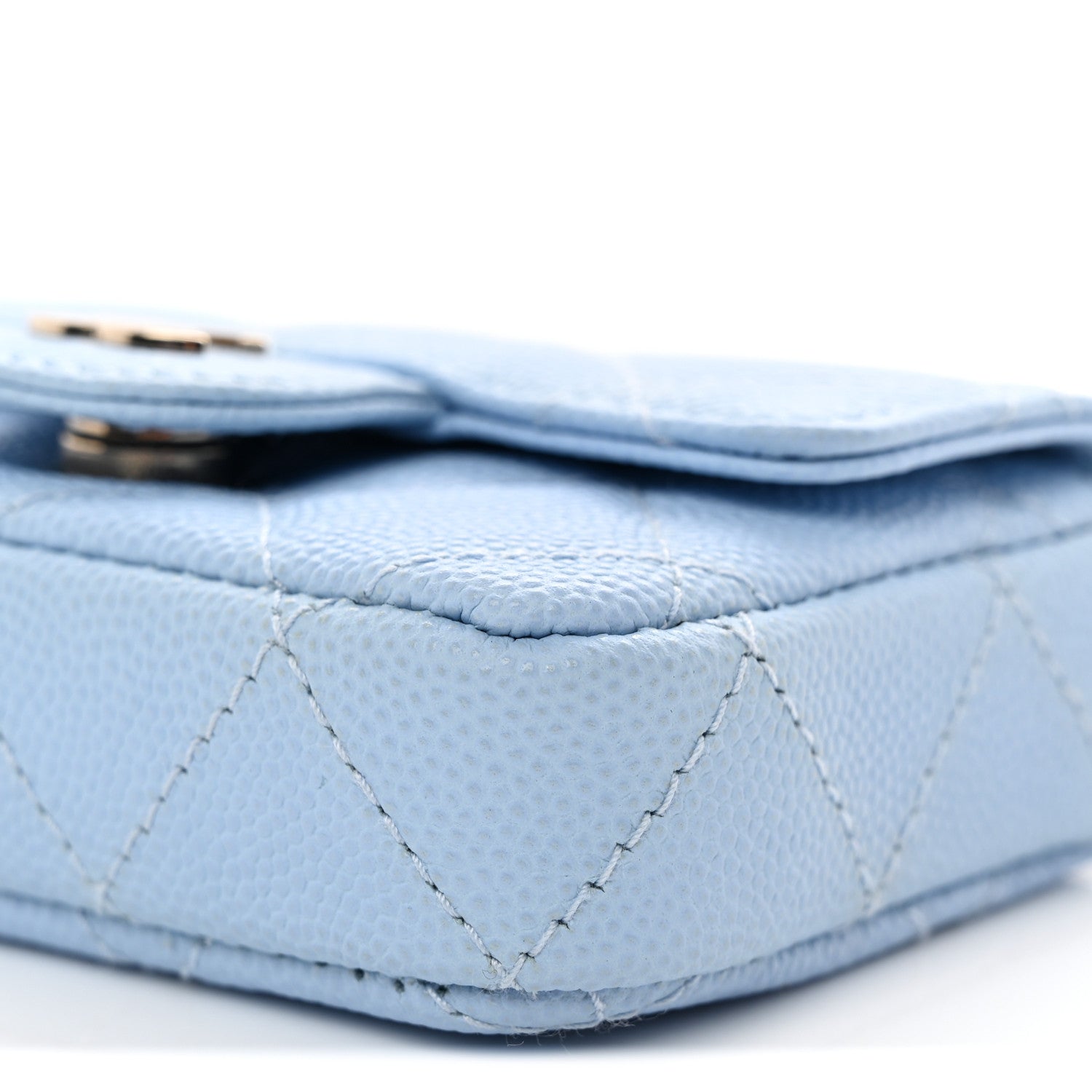 Caviar Quilted Mini Chain Belt Bag Light Blue