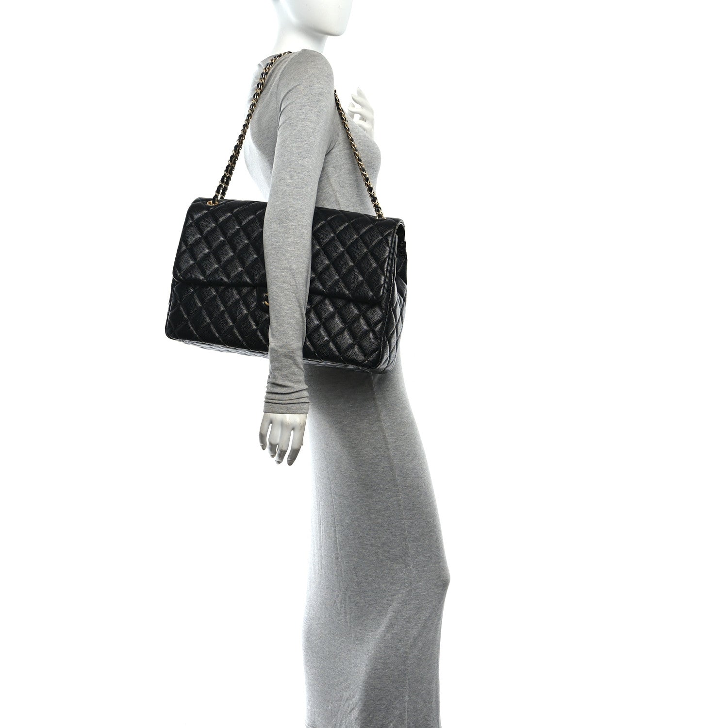 Caviar Quilted XXL Travel Flap Bag Black