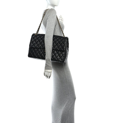 Caviar Quilted XXL Travel Flap Bag Black