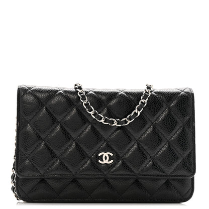Caviar Quilted Wallet on Chain WOC Black