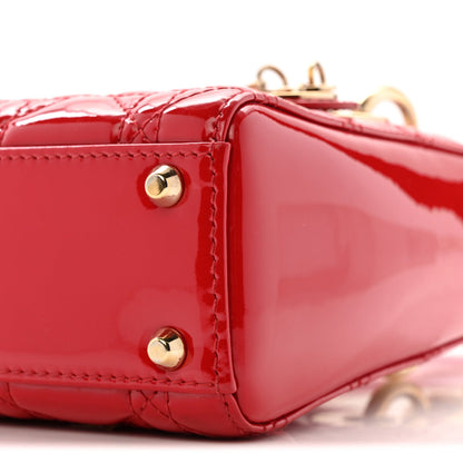 Patent Cannage Mini Lady Dior Red
