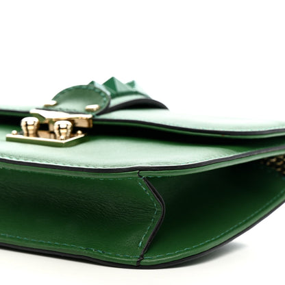Vitello Small Glam Lock Rockstud Flap Gea Green