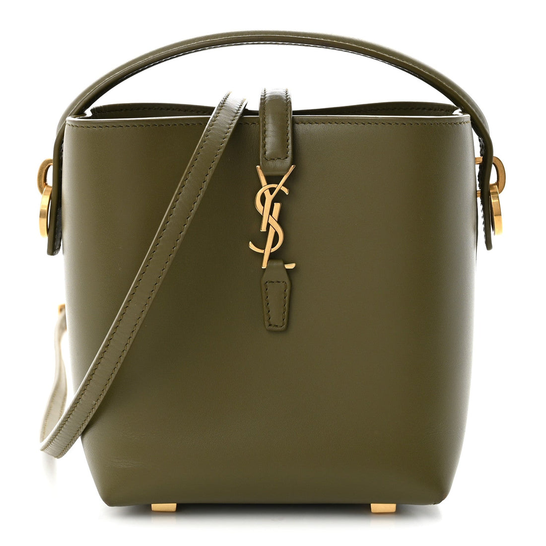 Shiny Calfskin Le 37 Mini Bucket Bag Strong Moss