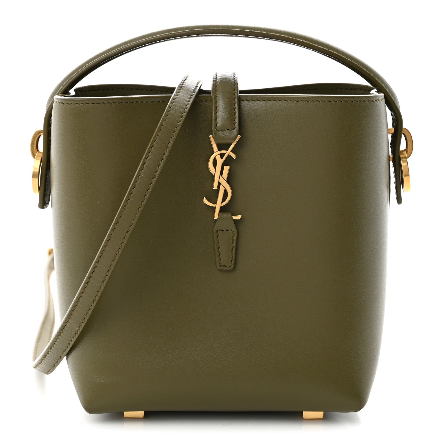 Shiny Calfskin Le 37 Mini Bucket Bag Strong Moss