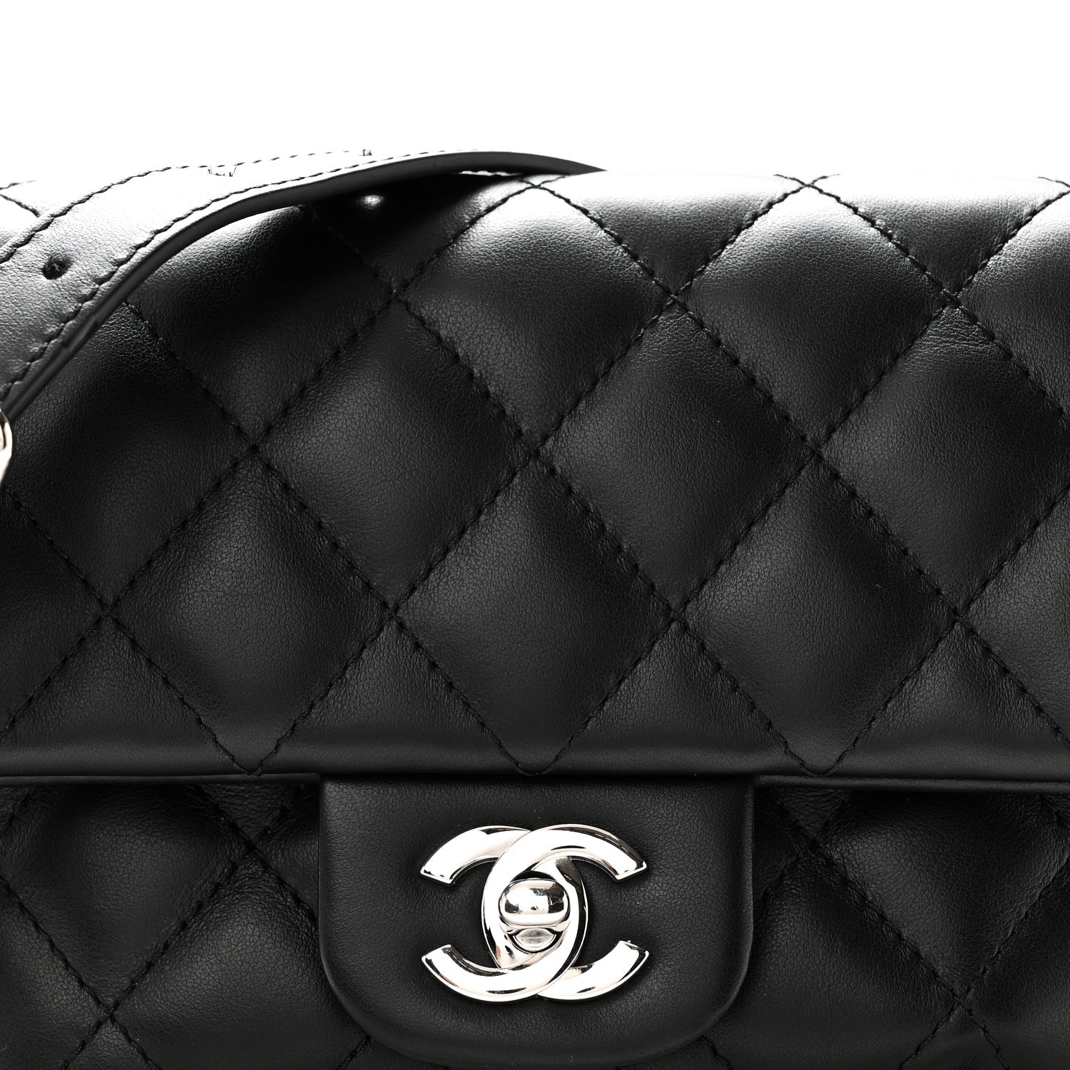 Calfskin Quilted CC Uniform Flap Belt Bag Black